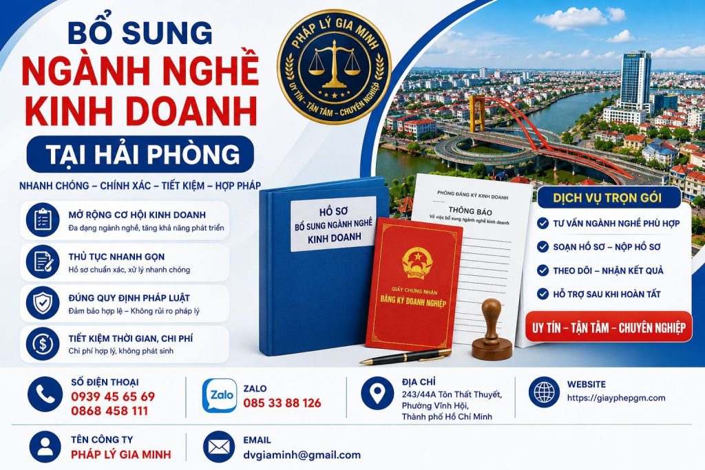Bổ Sung Ngành Nghề Kinh Doanh Tại Hải phòng