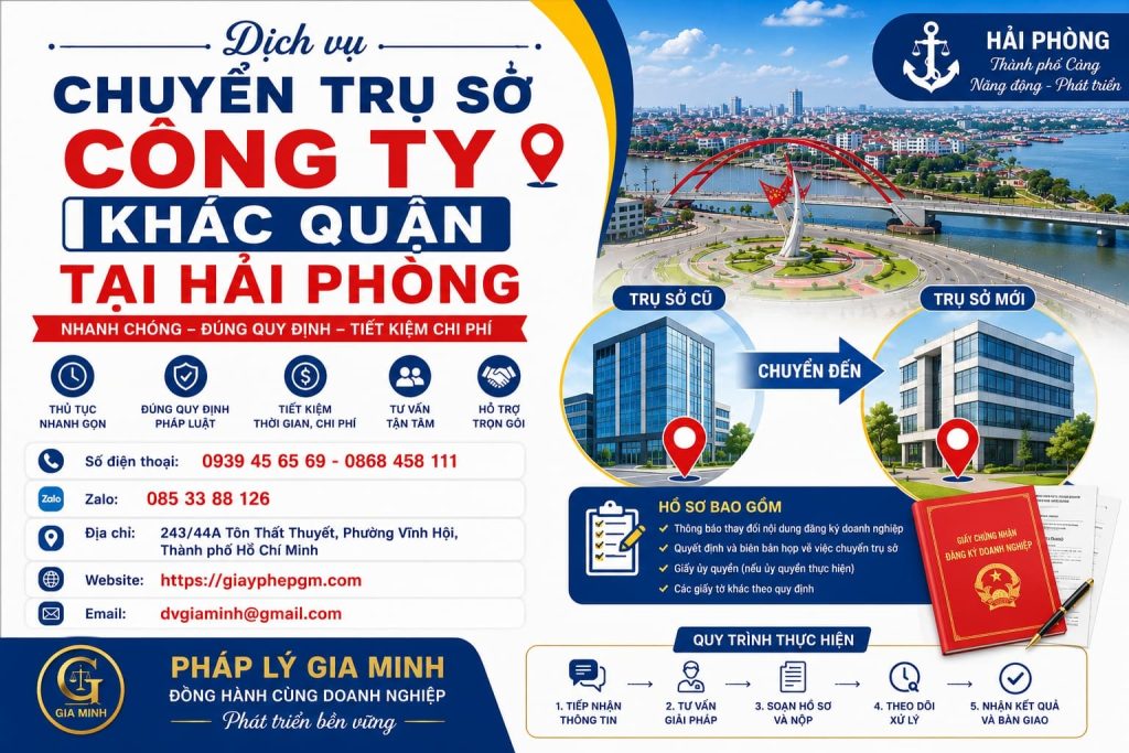 Chuyển Trụ Sở Công Ty Khác Quận Tại Hải phòng