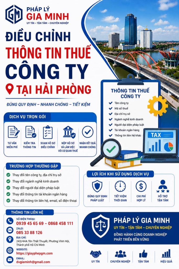 Điều Chỉnh Thông Tin Thuế Công Ty Tại Hải phòng
