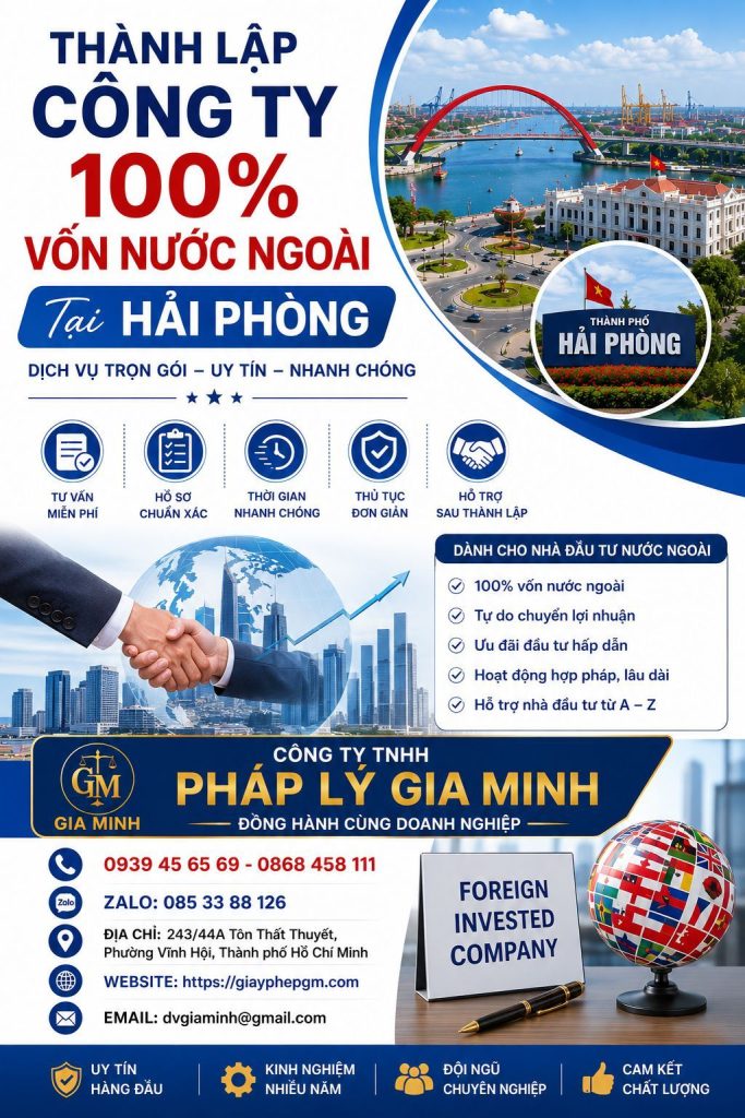 Thành Lập Công Ty 100% Vốn Nước Ngoài Tại Hải phòng