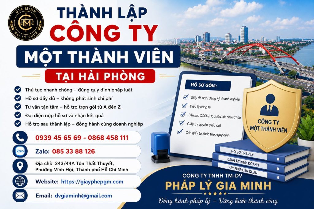 Thành Lập Công Ty Một Thành Viên Tại Hải phòng