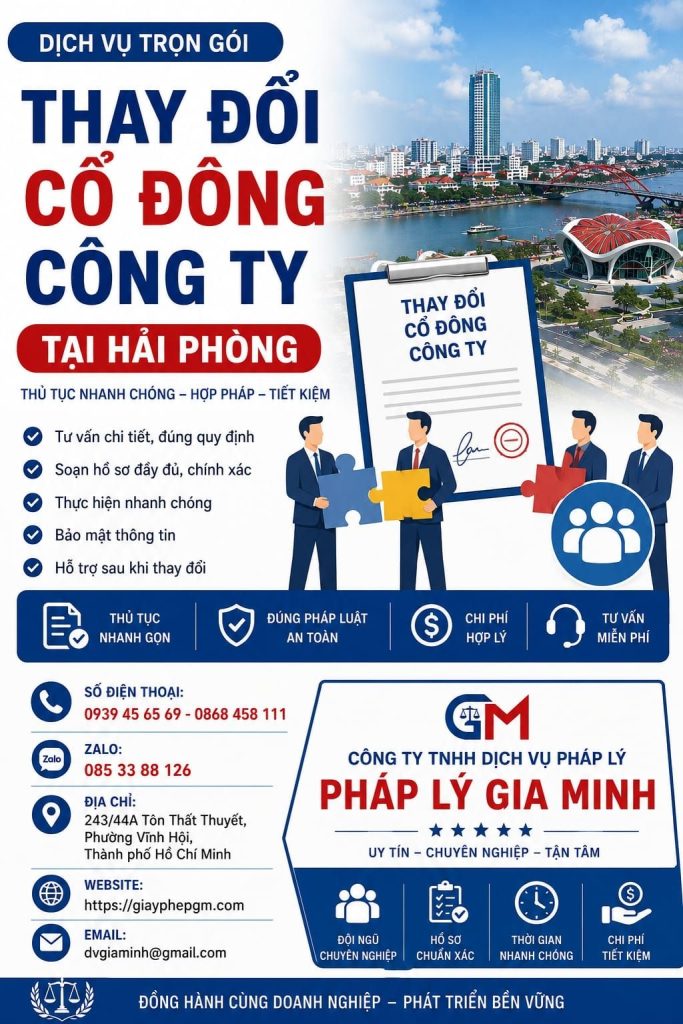 Thay Đổi Cổ Đông Công Ty Tại Hải phòng