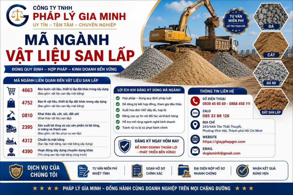 Mã Ngành Vật Liệu San Lấp