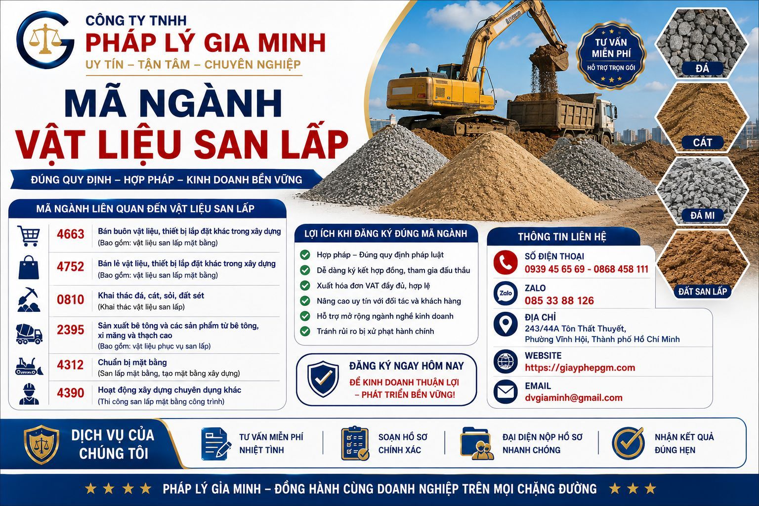 Mã Ngành Vật Liệu San Lấp