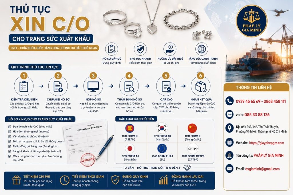 Thủ tục xin C/O cho trang sức xuất khẩu