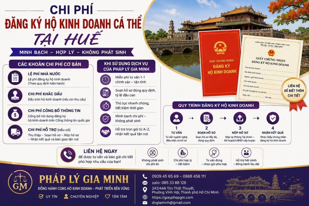 Chi phí đăng ký hộ kinh doanh cá thể tại Huế