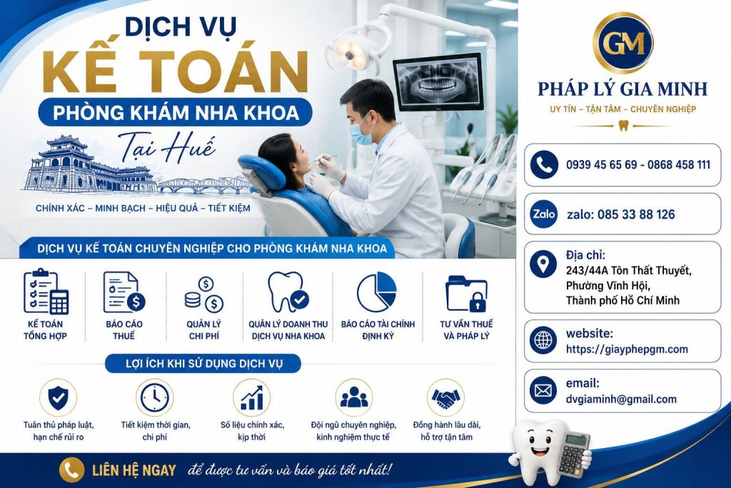 Dịch vụ kế toán phòng khám nha khoa tại Huế