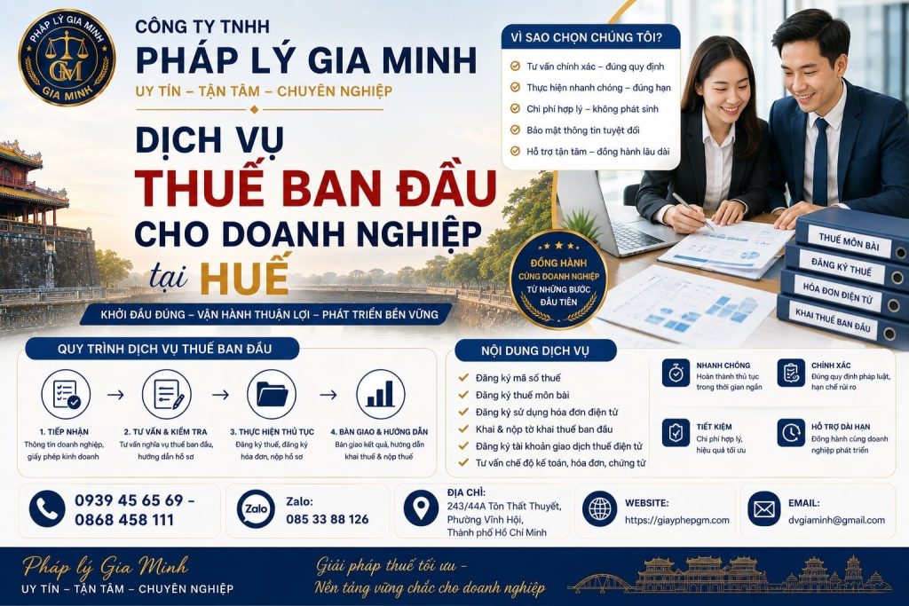 Dịch vụ thuế ban đầu cho doanh nghiệp tại Huế