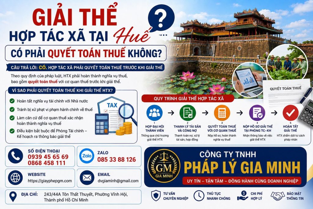 Giải thể hợp tác xã tại Huế có phải quyết toán thuế không đầy đủ từ hồ sơ đến thủ tục 1 Giải thể hợp tác xã tại Huế có phải quyết toán thuế không