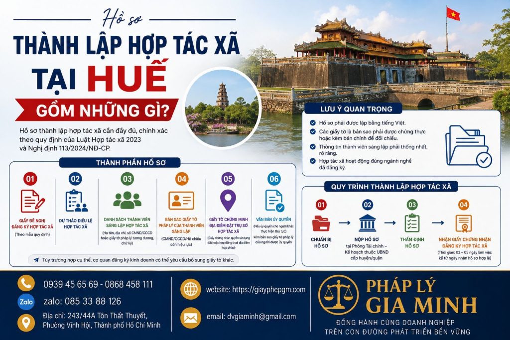 Hồ sơ thành lập hợp tác xã tại Huế gồm những gì