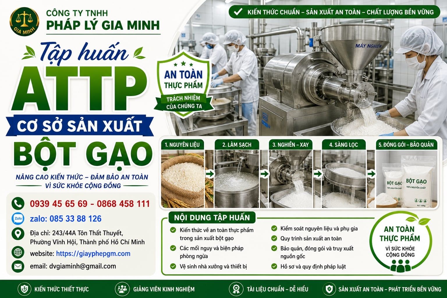 Tập huấn ATTP cơ sở sản xuất bột gạo