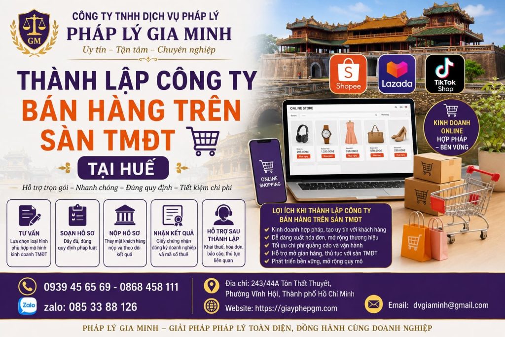 Thành lập công ty bán hàng trên sàn TMĐT tại Huế