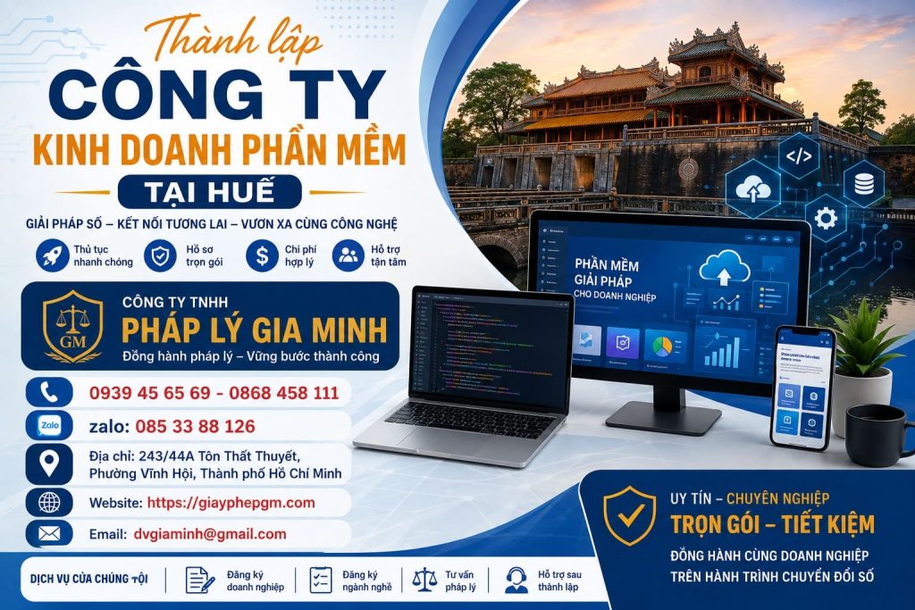 Thành lập công ty kinh doanh phần mềm tại Huế