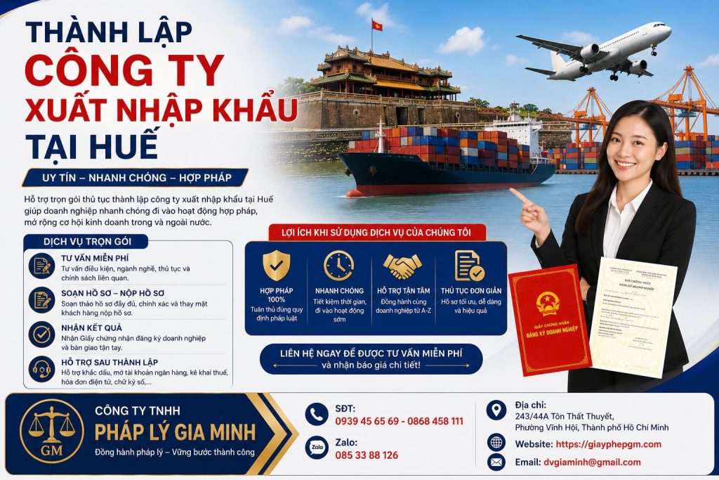 Thành lập công ty xuất nhập khẩu tại Huế