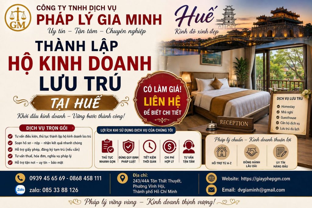 Thành lập hộ kinh doanh lưu trú tại Huế