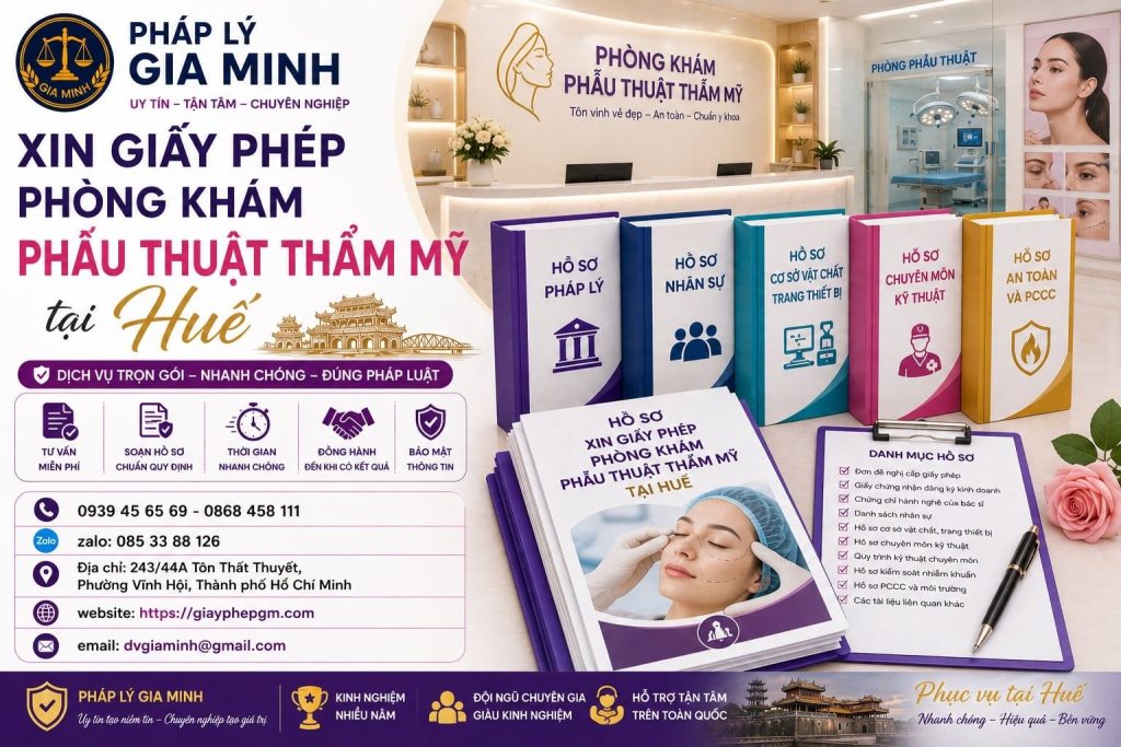 Xin giấy phép phòng khám phẫu thuật thẩm mỹ tại Huế